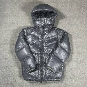 Diesel Industry Puffer Jacket youth Size 8 Nylon Down Navy Blue Buttoned